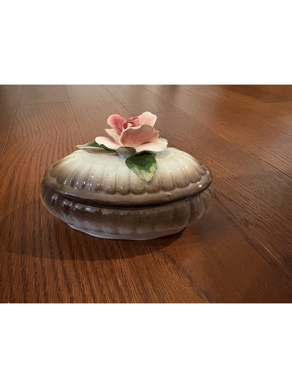 VTG Nuova Capodimonte Hand Painted Floral Lid Porcelain Dish